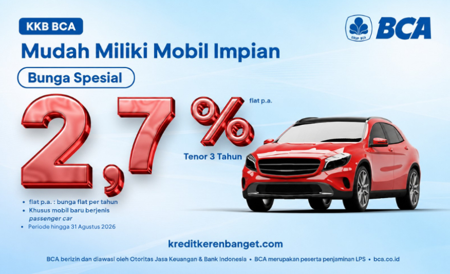 Penawaran Bunga KKB BCA 2,7% Flat.p.a Tenor 3 Tahun